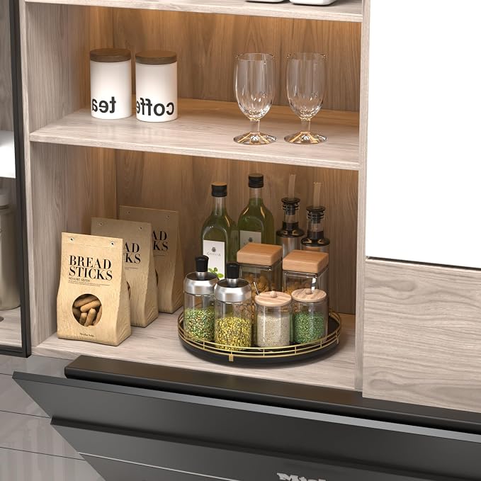 Oroyutor 12-Inch Oak Lazy Susan Spice Organizer - Image 7