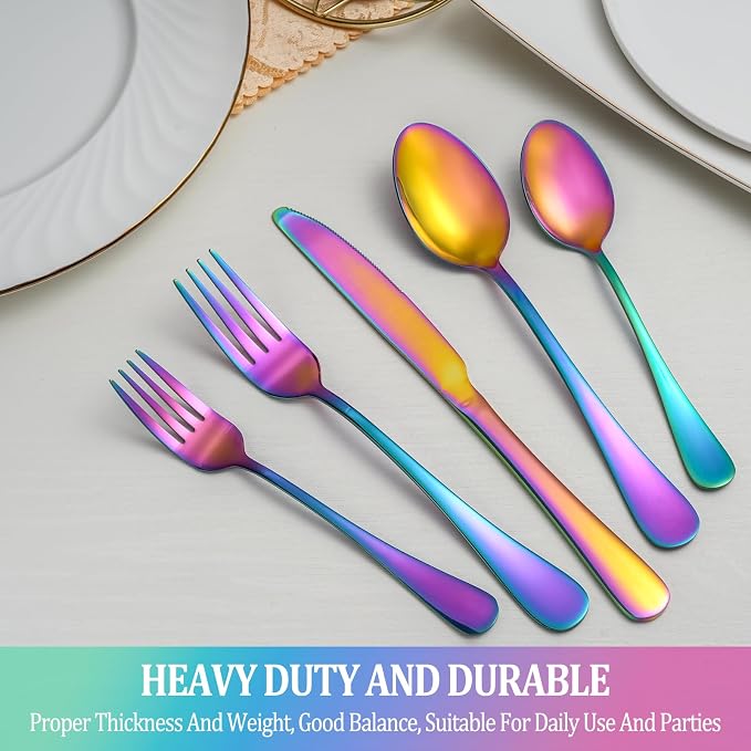 20 Pcs Rainbow Silverware Set Service - Image 7