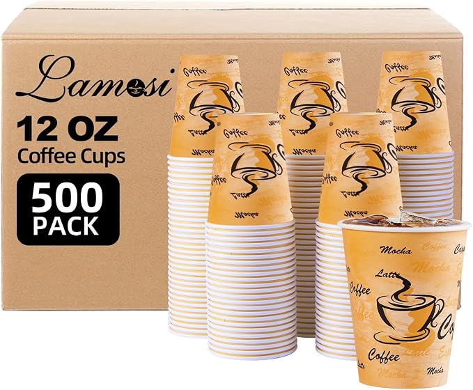 Lamosi 500 Pack 12 oz Coffee Cups, Disposable Paper Cups No Lids | Leakproof - Image 7