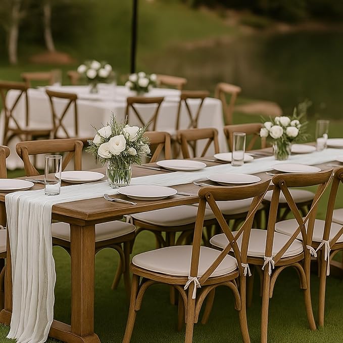 10FT Ivory White Cheesecloth Table Runner 120 Inch Rustic Boho Gauze Cheese - Image 4