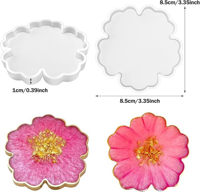 4 Pcs 3.34" Flower Agate Silicone Coaster Molds - Image 6