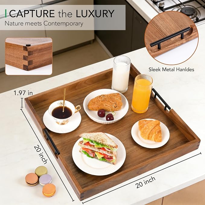 Joy&Grace Acacia Wood Ottoman Tray - Image 2