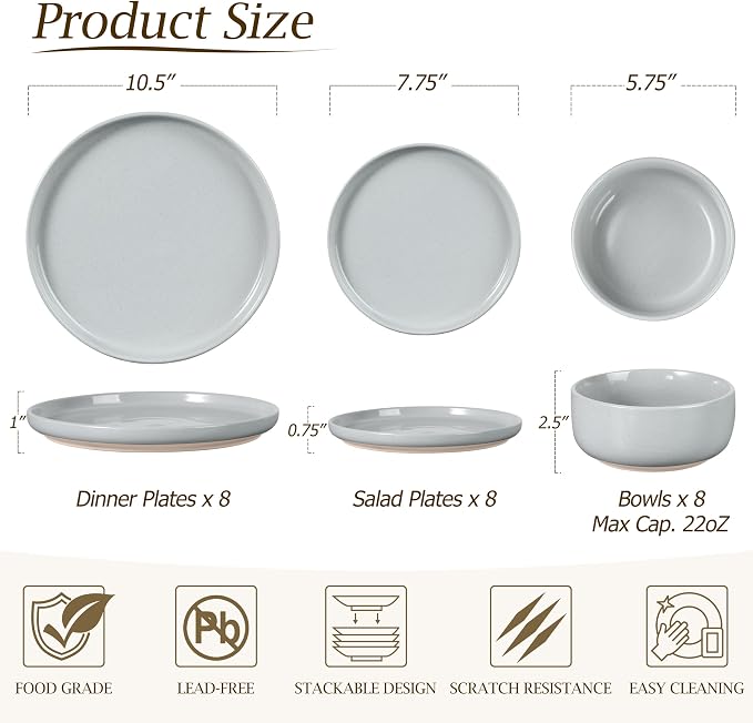 LIANYU Ceramic Dinnerware Dish Sets, Plates and Bowls Sets - Image 3