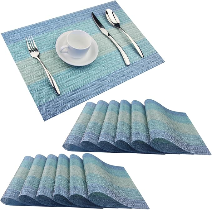 PIGCHCY Placemats Set of 12 Washable Durable Place Mats Vinyl Heat Resistant by PIGCHCY