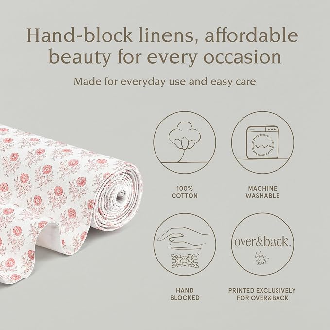 Over&Back 18x108 Hand-Blocked Printed Cotton Table Runner - Image 2