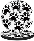 2pcs Black Dog Paw Print Car Coasters, Absorbent Universal neoprener Cup Holder by Unknown