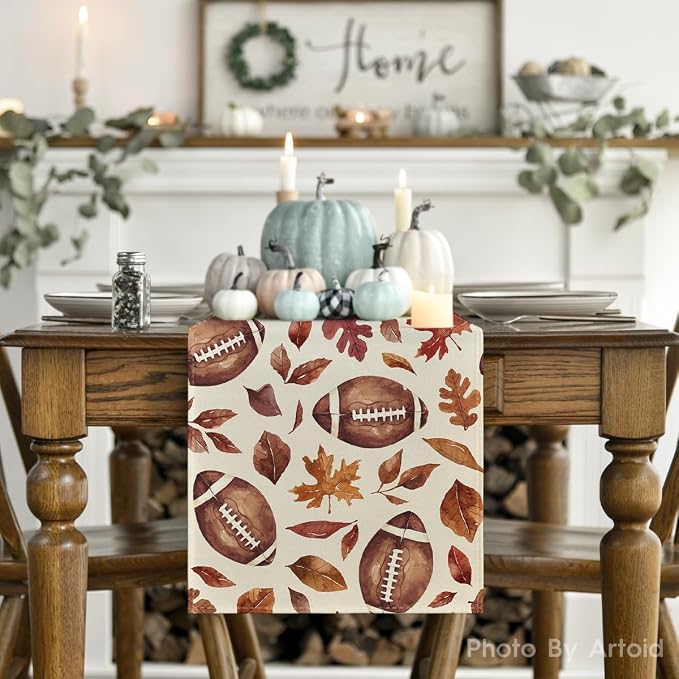 Artoid Mode 210 GSM Fall Table Runner 13x108 Inch Home Party Decor | Rugby - Image 2