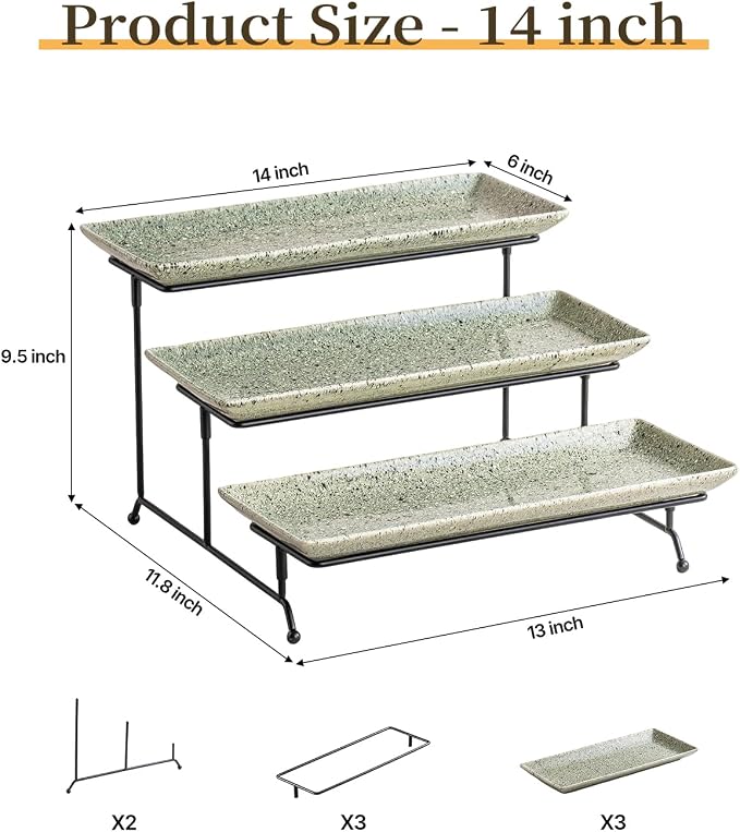 LAUCHUH 3 Tier Serving Trays for Party, Porcelain Dessert Party Display Set | - Image 2