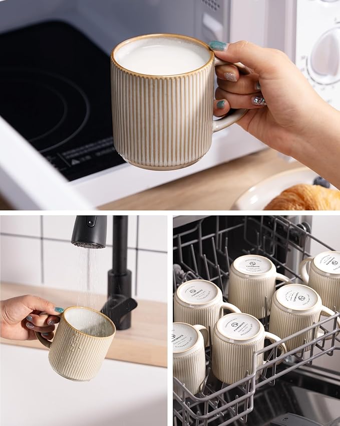 famiware Coffee Mug Set for 6, Star 12 oz Catering Mugs Cup Set - Image 6