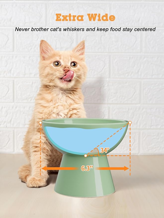 LoeJan Elevated Cat Food and Water Bowls Set, Extra Wide and Raised Ceramic - Image 7