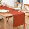 Faux Linen Table Runner Water Resistant 13 x 48 in, Rust | Farmhouse Rustic by Nacuci