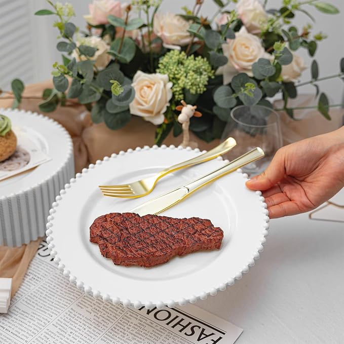 72 Pcs Party Plates Dinner Plate, 10 Inch White Plastic Plate Disposable | - Image 4