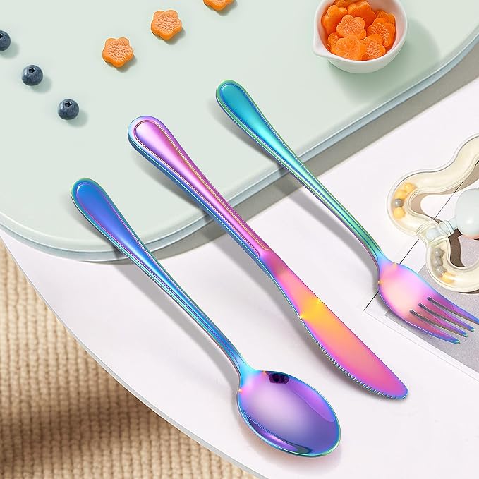 LIANYU 15-Piece Rainbow Kids Silverware Set, Toddler Utensil Flatware Set | - Image 6