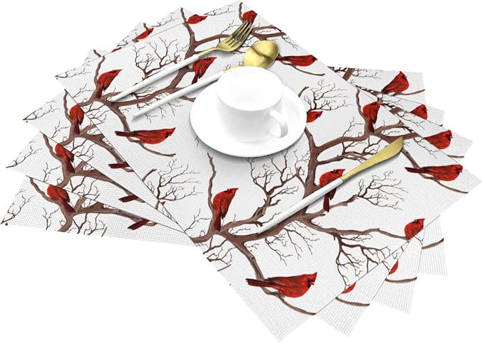 Winter Cardinal Christmas Placemats Set of 4 - Image 3