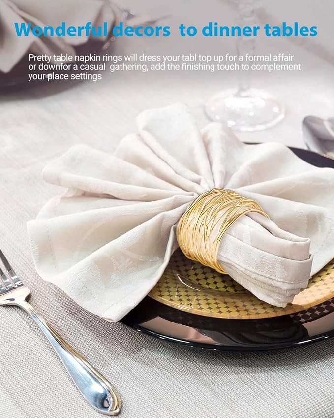 Twisted Wire Mesh Napkin Rings Holders Décor Dinner Party Wedding Christmas - Image 4