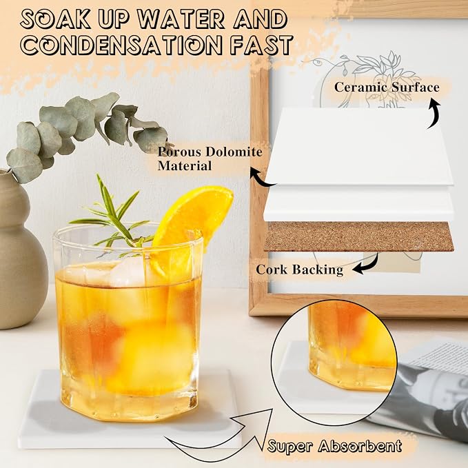 36 PCS Ceramic Tiles for Crafts, Unglazed Matte Coasters - Image 3