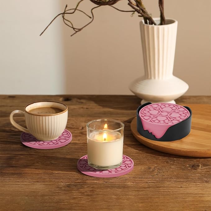 4 Inch Non-Slip Silicone Drink Coasters Set of 6 - Image 4