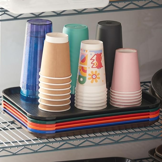 6 Pack Multicolor Lunch Trays, 12x16 Inch Plastic Food Tray | Multicolor Food - Image 3