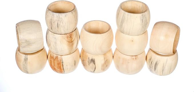 Wooden Napkin Rings Set of 12, Boho | Natural wood, handcrafted, rustic - Image 5