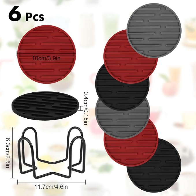 Silicone Coasters for Drinks Coaster Set of 6 pcs Cup Coasters - Image 6