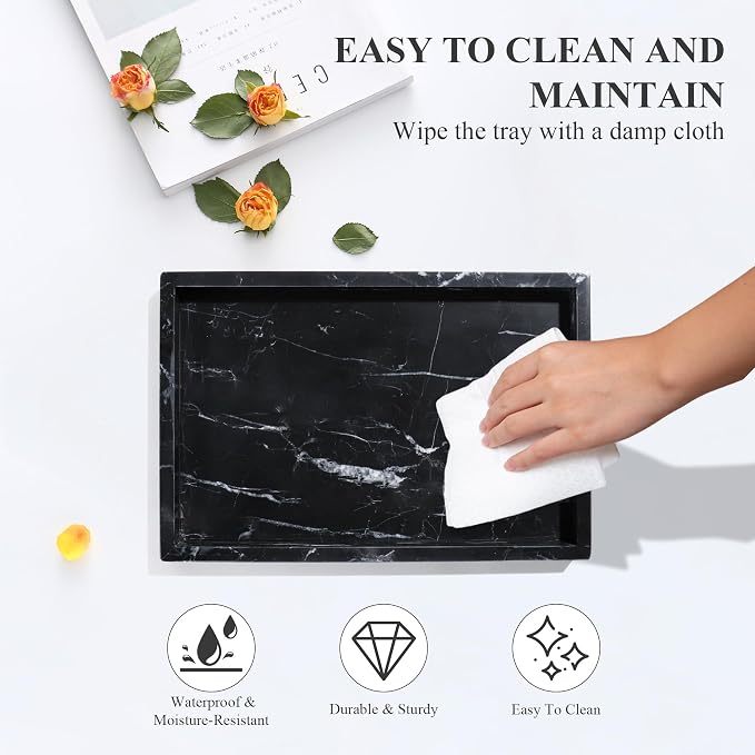 Real Natural Marble Tray for Bathroom, Genuine Marble Stone Vanity Tray - Image 6