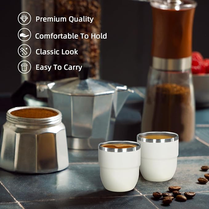 CHLJAR Espresso Cups, 4oz Insulated Espresso Cup Set of 2, Espresso Shot Cups - Image 5