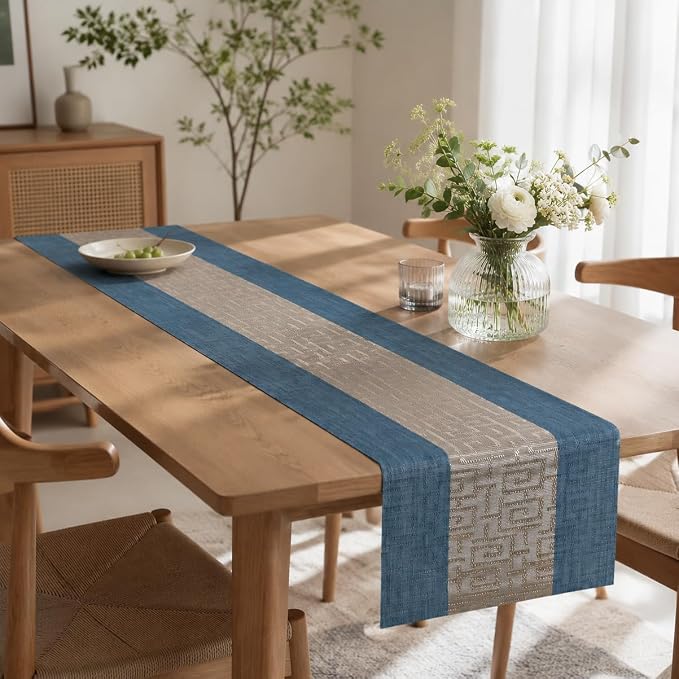 FAVE Indigo Blue Table Runner Woven - Image 9