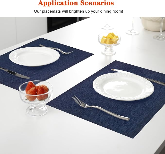 Placemats Set of 4, Vinyl PVC Heat Resistant Washable Placemats Set, Non Slip - Image 2