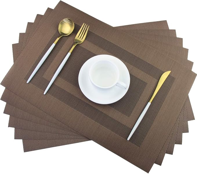 PIGCHCY Placemats Set of 6, Washable Woven Vinyl Kitchen Table Mats Non Slip by PIGCHCY