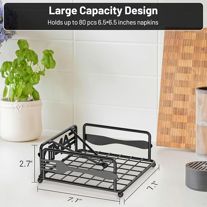 Napkin Holder for Table, Weighted Arm, Square Cocktail Paper Holder, Elegant - Image 6