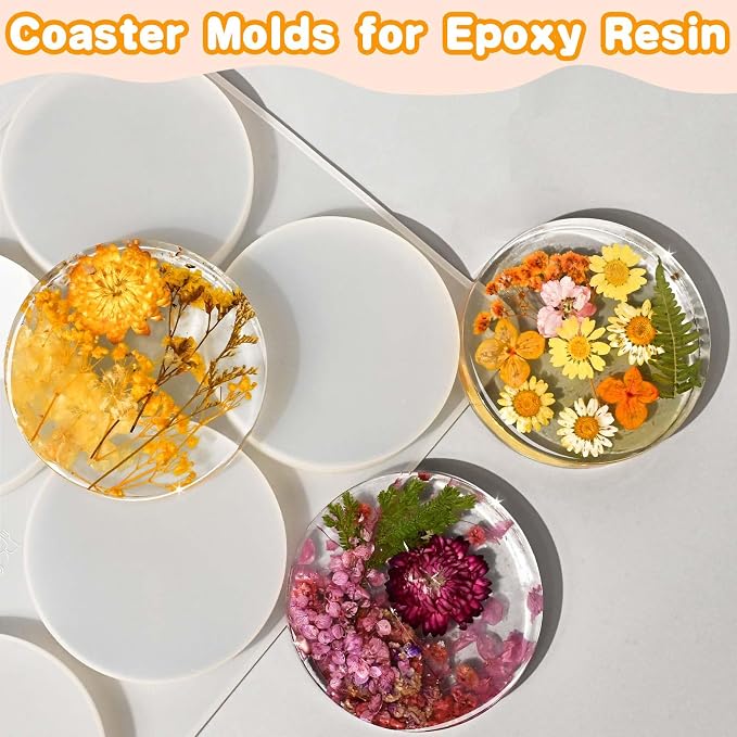 Round Coaster Resin Molds, Large 6 Cavity Extra Deep Coaster Molds | 4 Inch - Image 4