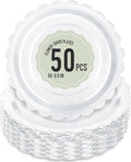 50 Pcs White Paper Plates 9 Inch Scalloped Dessert Plates by Polinook-TheAnswerToEveryClutteredSpace