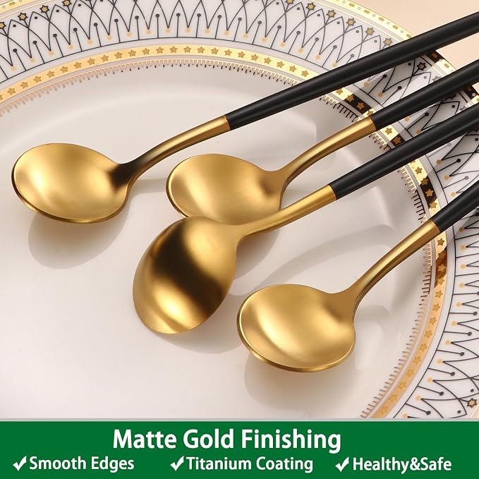 DEHOV 7.95 Inches Satin Gold SS18/10 Long Stirring Spoons - Image 4