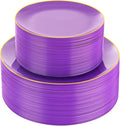 PULOTE 100PCS Purple Plastic Plates by PULOTEpartywareWesupplyproductsandyouenjoylife