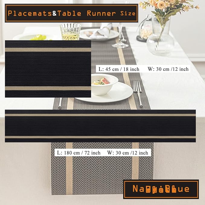 PIGCHCY Luxurious Placemats and Table Runner Set, Stylish Durable Placemats Set - Image 2