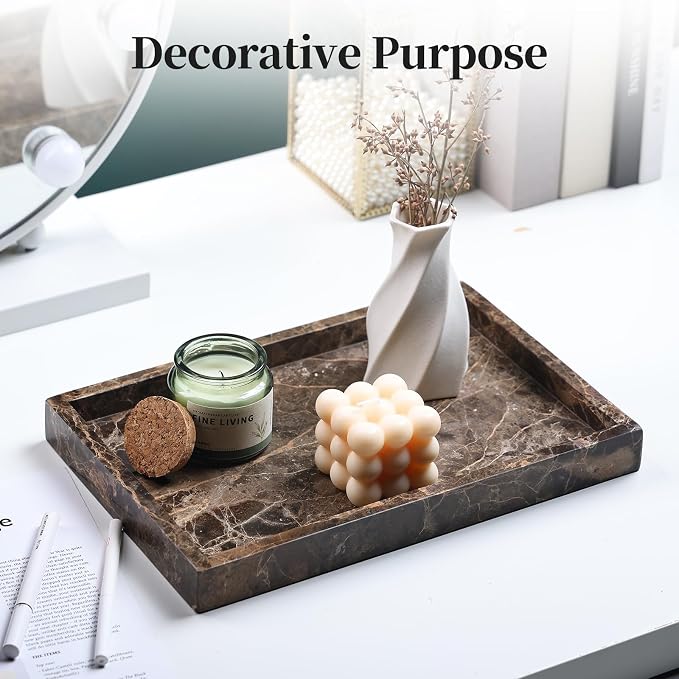 Real Natural Marble Tray for Bathroom, Genuine Marble Stone Vanity Tray - Image 4