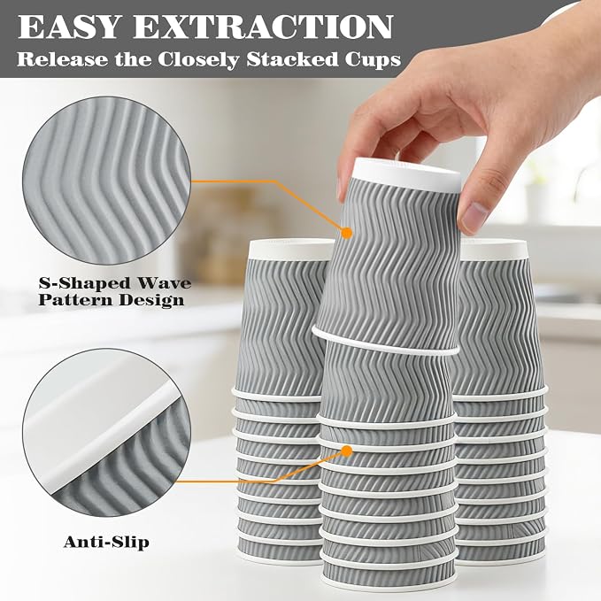Ginkgo 100 Pack 8 oz Disposable Insulated Coffee Cups - Image 5