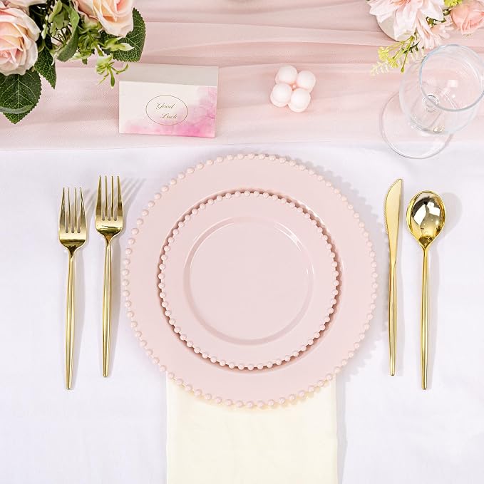U-QE 60PCS Pink Plastic Plates - Image 7