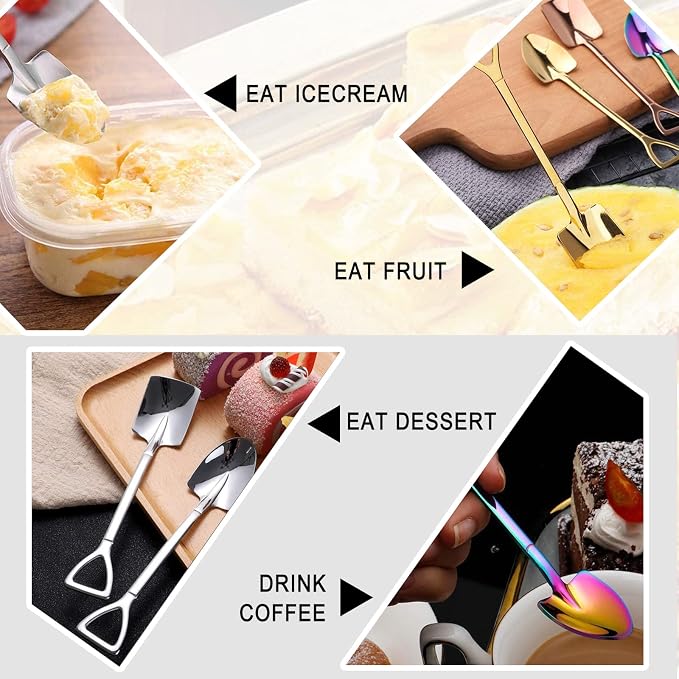 10Pcs Shovel Spoons Stainless Steel Spoon Reusable Dessert Spoons - Image 7