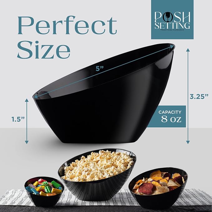 5 Pack Black Angled Plastic Serving Bowl Disposable - Image 4