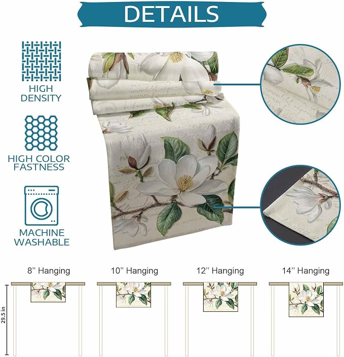 Vintage Floral Spring Table Runners 36 Inches Long, Rustic Botanical Table - Image 8