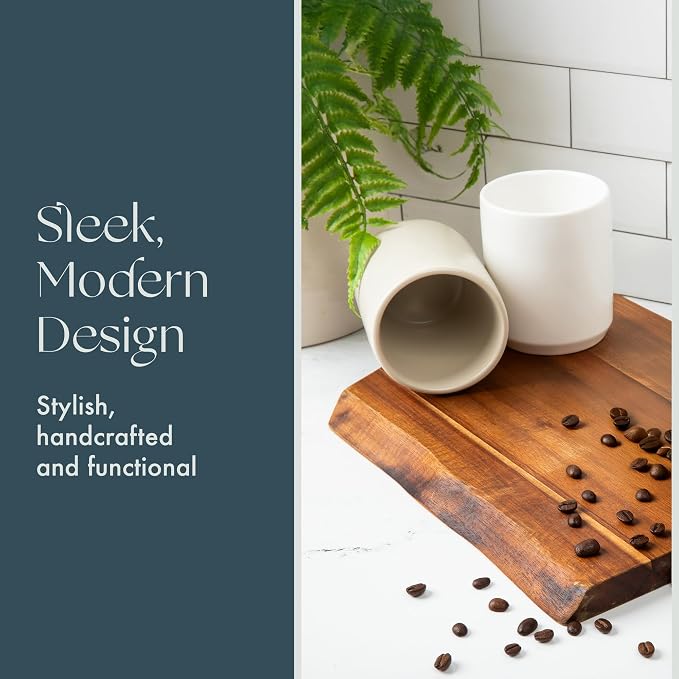 Folk Ceramics Dylan Cappuccino Cups, Fog Grey, 8oz | Double Walled Ceramic - Image 3