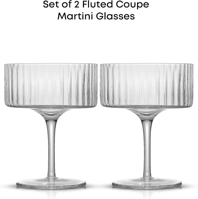 JoyJolt Elle Fluted 10oz Coupe Glass Set of 2, Unique Champagne Glasses - Image 4