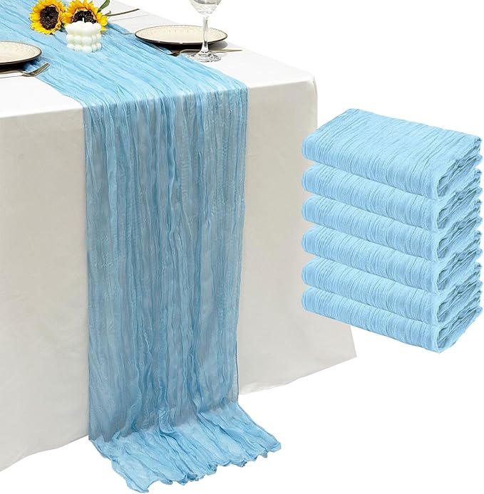 6Pack Baby Blue Cheesecloth Table Runner 20 x 120 inch Gauze Table Runner | by Seveups