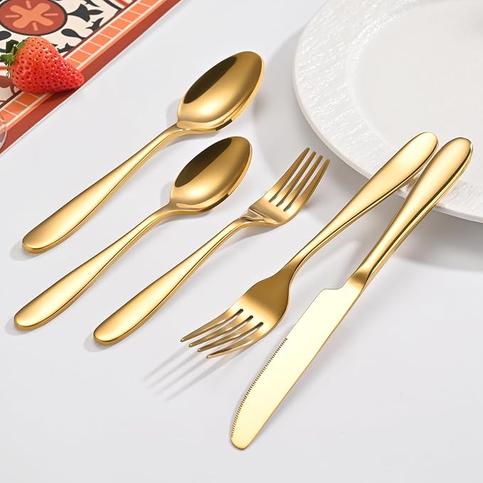 20-Piece Gold Silverware Set, Flatware Set - Image 3