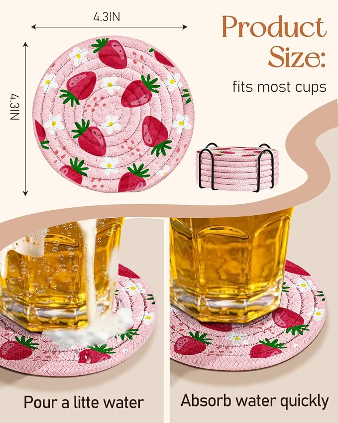 Absorbent Cup Coasters Set of 6 - Image 4