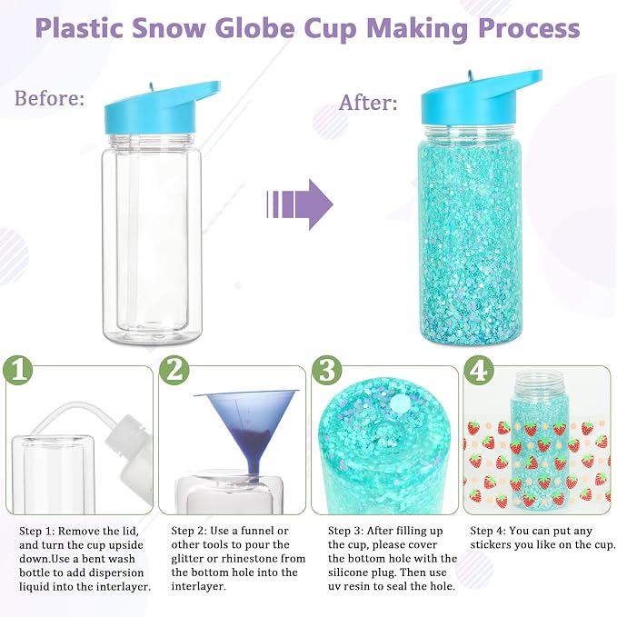6 Pack 10 Oz Plastic Snow Globe Tumbler - Image 5