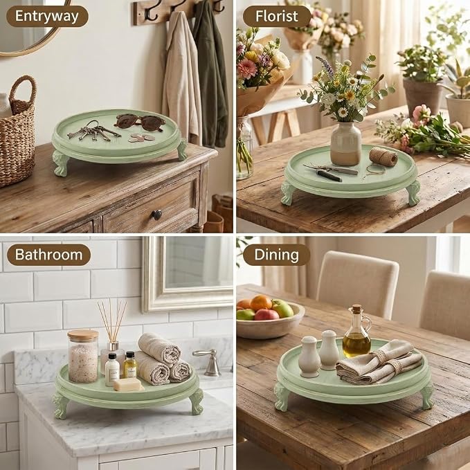 Sage Green Decorative Tray, 11.8 Inch Round Tray - Image 7