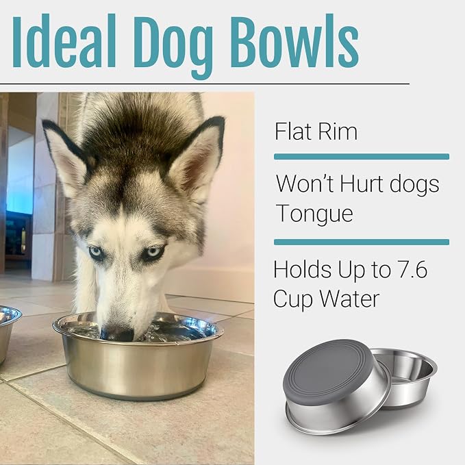 Nonslip Stainless Steel Dog Bowls, 7.6 US Cup, Dishwasher safe, Stackable design - Image 4