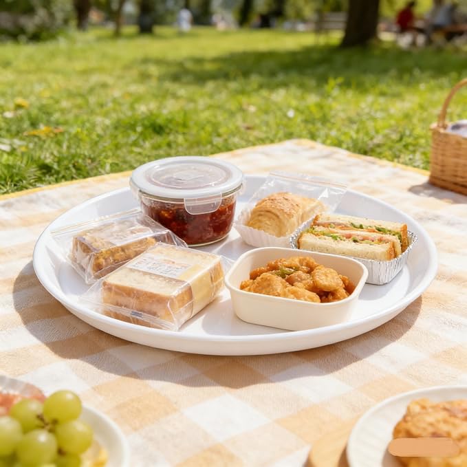 6 Packs Plastic Round Platter, 13.5-Inch Non-Slip Serving Tray Set | Restaurant - Image 6